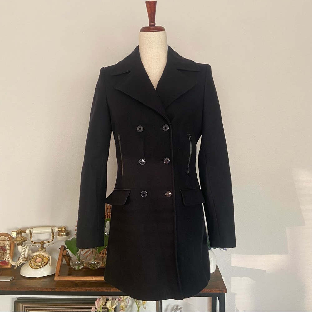REISS Black Charise Double Breasted Coat